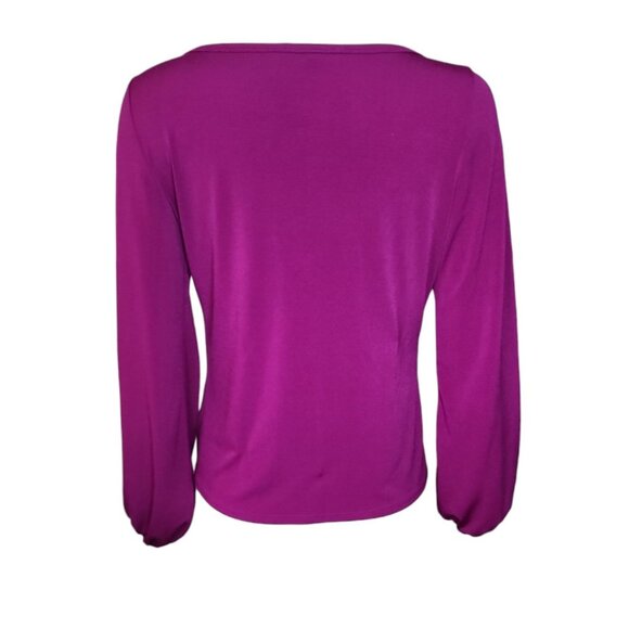 Boston Proper Top Womens Size M Medium Solid All Purple Keyhole Tie Front - Picture 3 of 8